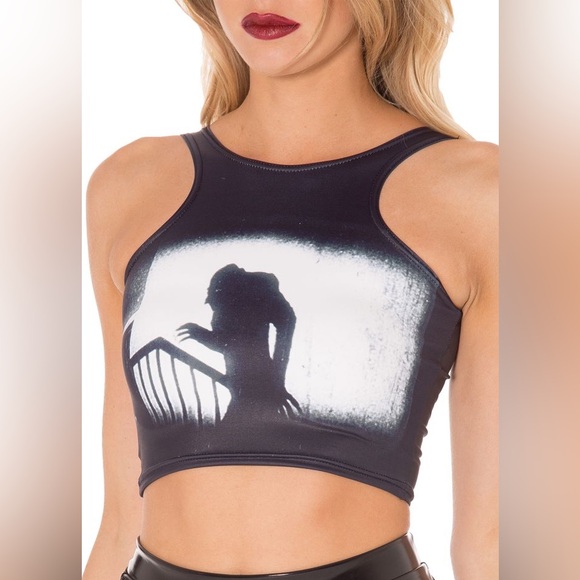 Blackmilk Tops - Blackmilk Nosferatu Reversible Crop Top